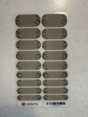 Jamberry Gray Nail Wraps with Black Floral Tips